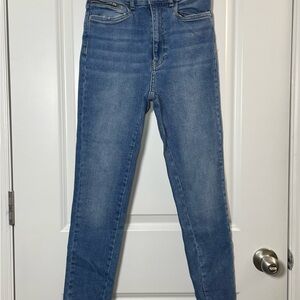 ZARA High Rise Skinny Jeans Frayed Hem Size 36 NWT